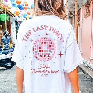 Last Disco Bachelorette Shirts / Groovy Bridesmaid Shirts Retro 90&#39;s Bach Party Dancing Queen Shirt Bride Squad Comfort Colors Tees DBACH72