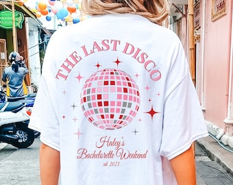 Last Disco Bachelorette Shirts / Groovy Bridesmaid Shirts Retro 90's Bach Party Dancing Queen Shirt Bride Squad Comfort Colors Tees DBACH72