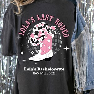Nashville Bachelorette Shirts Disco Cowgirl Bachelorette Favors Country Western Bridal Party Last Rodeo Bride Shirt My Last Disco DBACH111