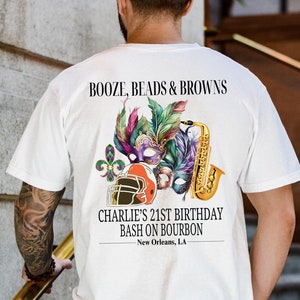 New Orleans Birthday Crew Shirt NOLA Birthday Tour Party Mardi Gras Krewe Shirt Beads Jazz Carnival Birthday Bachelorette Shirts New Orleans