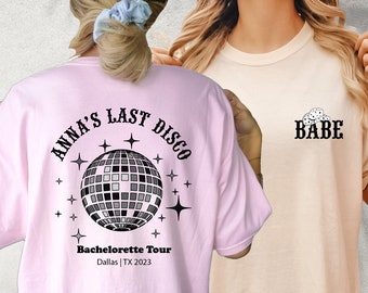 Custom Bachelorette Oversized Shirts / Disco Bridal Party Gifts Travel Shirt Comfort Colors Bachelorette Bride Last Disco Shirts DBACH38