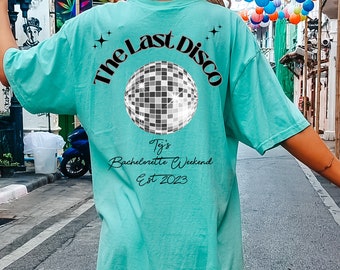 Last Disco Bachelorette Shirts / Groovy Bridesmaid Shirts Retro 90's Bach Party Dancing Queen Shirt Bride Squad Comfort Colors Tees DBACH89