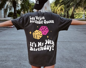 Vegas 30th Birthday Shirt, Las Vegas Trip Shirt 40th 50th 25th 21st Birthday Crew Shirts Vacation Gambling Shirt Custom Birthday Gift BD01CC
