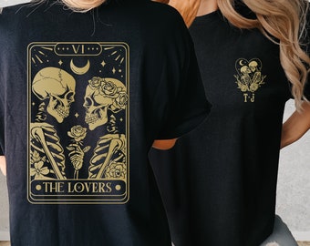 Till Death The Lovers Tarot Card Shirt / Trendy Oversized Tshirt, Skeleton Wedding Shirt, Goth Wedding Day Shirt, Engagement Gift CP023CC