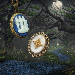 Agatha All Along Three Goddess Locket Necklace - Genuine Lapis Lazuli - with Witches Knot