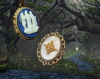 Agatha All Along Three Goddess Locket Necklace - Genuine Lapis Lazuli - with Witches Knot