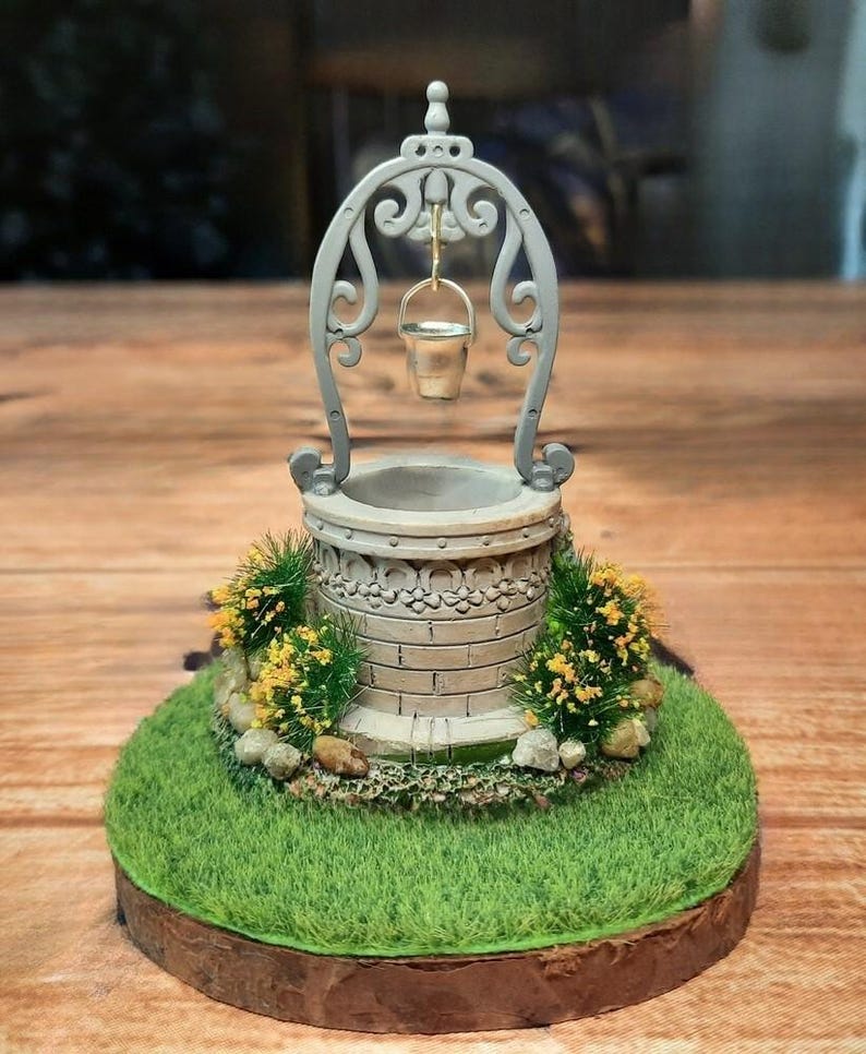 Miniature Fairy Garden Victorian Style Wishing Well and Pond - Etsy