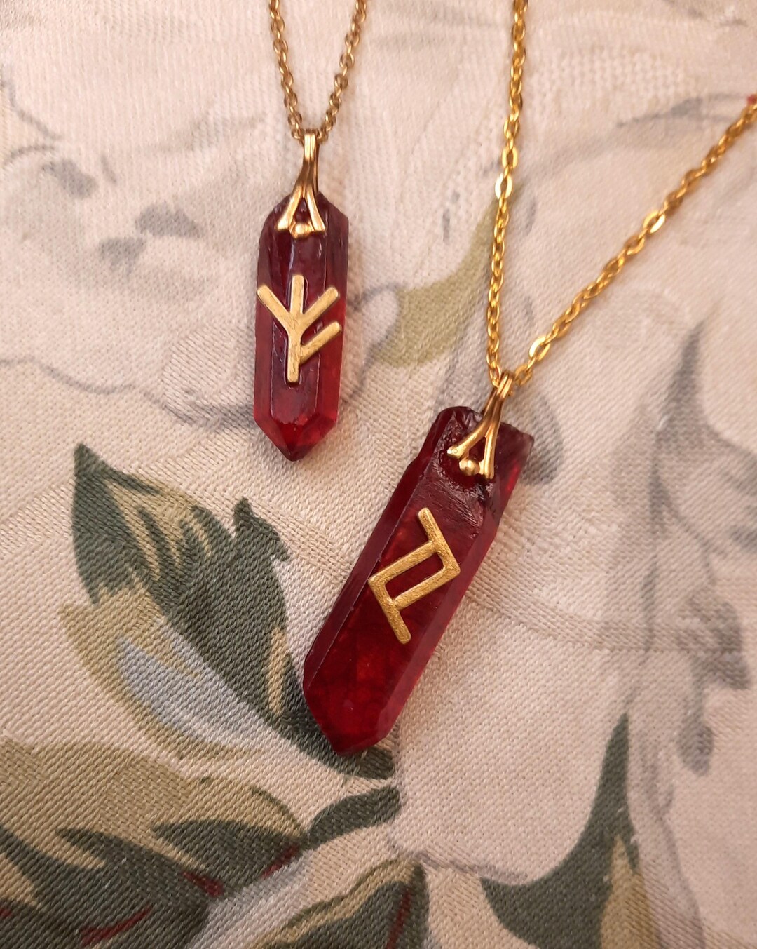 Protection Rune Necklace Scarlet Witch Inspired Protection Runes - Raw Quartz Crystal Necklace ...