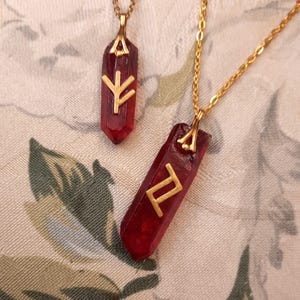 Scarlet Witch Inspired Protection Runes - Raw Quartz Crystal Necklace Pendant