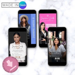 Digitaal visitekaartje 4 ontwerpbundelpakket | E-mailhandtekening | Canva-sjabloon | Ondernemer | Netwerkmarketing | Klikbare links | Online