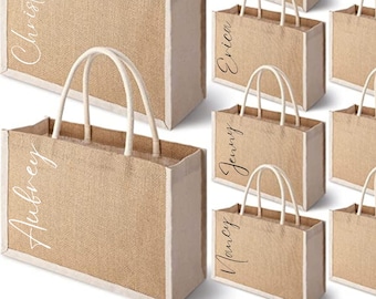 Personalized Bridesmaid Small Mini Burlap Beach Tote Bag  Bachelorette Gift  Wedding Party  Bridesmaid Proposal Custom Beach Bag with name