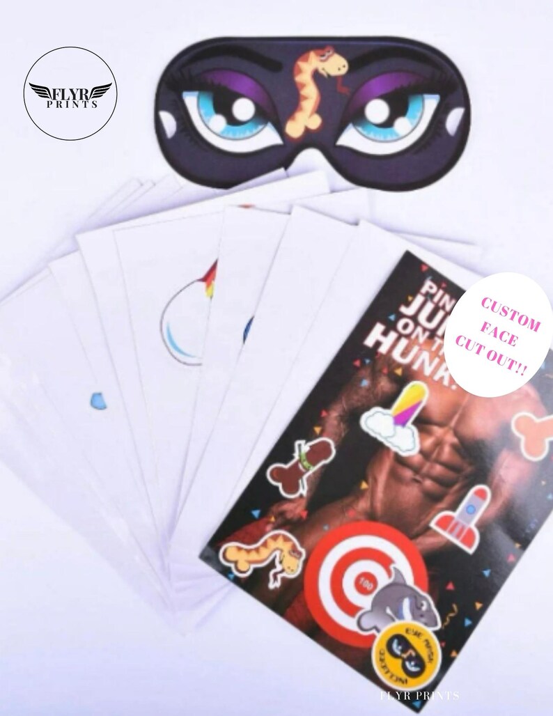 Custom Face Head Cutout Pin the Junk on the Hunk Poster Game PRINT