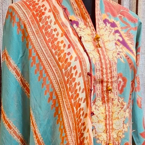 2pc Pure Printed Lawn Shirt and Georgette Dupatta Pakistani Indian Desi Designer Ready To Wear Kurti