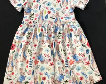 Girls Peter Rabbit Floral Dress 3,4, Years