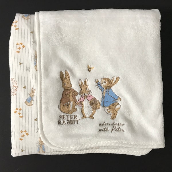 Peter Rabbit Beatrix Potter Fluffy 2 Sided Baby Blanket