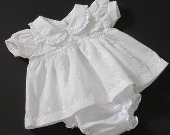 Frühchen Baby Mädchen Broderie Anglaise Kleid und Schlicht Schlüpfer 5/8Lbs