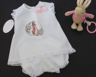 Baby Girls  Flopsy Bunny Dress Bloomers With Attachable Toy