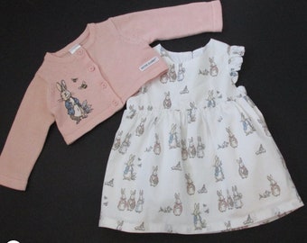 Baby Girls Peter Rabbit Dress And Cardigan Outfit