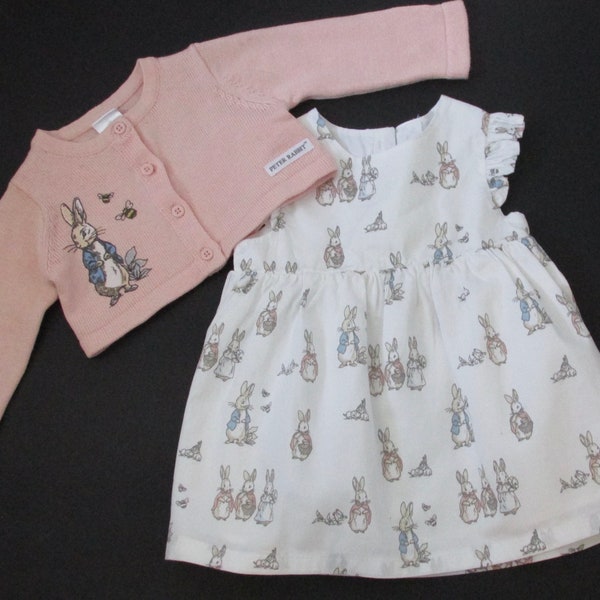 Baby Girls Peter Rabbit Dress And Cardigan Outfit