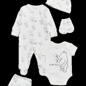 Winnie The Pooh Baby Boys Girls 5 Piece Sleepsuit Starter Set  3/6 Months