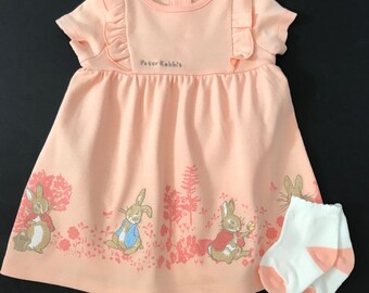 Peter Rabbit Beatrix Potter Character Dress And Socks Outfit  0/3 Months