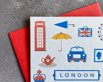 London Letterpress Style Greeting Card