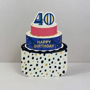 Joyeux 40e anniversaire Carte de voeux, Die Cut, Cake