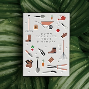 Cartão de Feliz Aniversário com Impressão Tipográfica para Jardinagem (Pai, Marido, Esposa, Vovô, Avó, Mãe, Amigo)