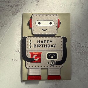 Carte de joyeux anniversaire robot (fils, fille, enfants)