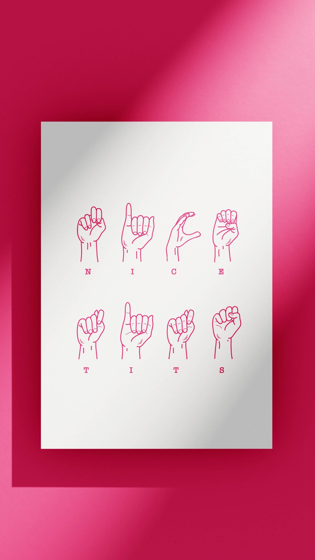 ASL Sign Language ‘nice Tits’ Rude Birthday Card, Girlfriend, Wife ...