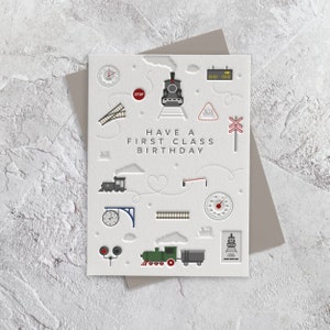 Carte de style typographique Happy Birthday Trains (papa, mari, grand-père, ami)