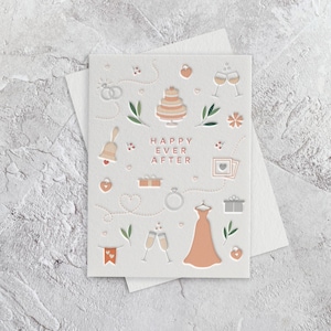 Happy Ever After Wedding Letterpress Style Grußkarte