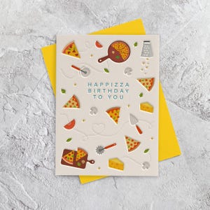 Cartão de felicitações de aniversário de pizza, amigo, irmão, irmã