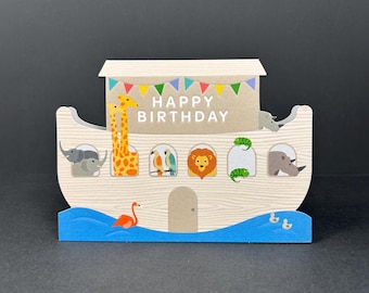 Biglietto di auguri stereoscopico 3D pop-up per battesimo, con carrozzina, blu