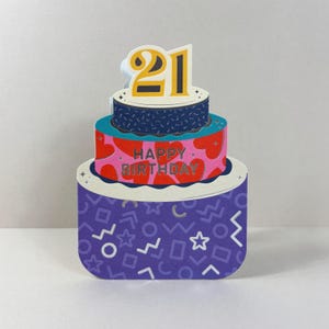 Joyeux 21e anniversaire Carte de voeux, Die Cut, Cake