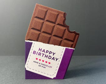 Gelukkige verjaardagskaart chocoladereep (vader, echtgenoot, vriend, broer, zoon, dochter, moeder, zus)