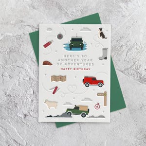 Cartão de Feliz Aniversário Off-road ao Ar Livre em Estilo de Impressão Digital (Pai, Marido, Filho e Amigo)