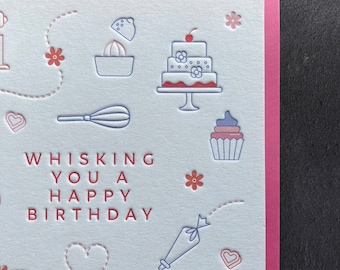 Happy Birthday Baking Letterpress Card (Mum, Sister, Friend, Daughter)