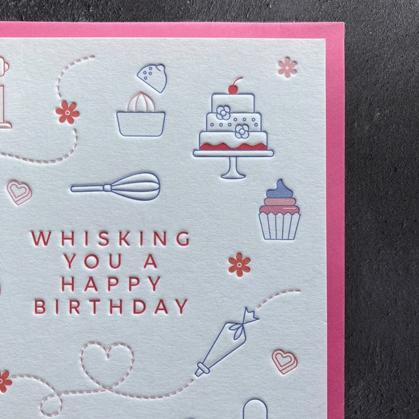 Happy Birthday Baking Letterpress Card (Mum, Sister, Friend, Daughter)