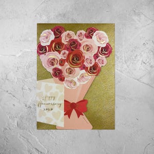 Cartão de Feliz Aniversário com Rosas, Recortado, Bolo