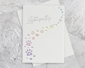 Pet Sympathy, kaart in boekdrukstijl: huisdierverlies