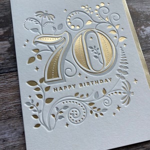 Carte de voeux de style typographique du 70e anniversaire (maman, papa, grand-mère, grand-père)