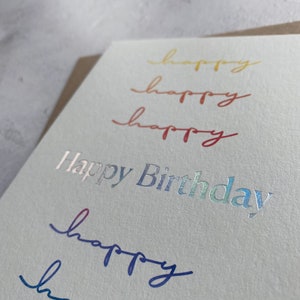 Joyeux anniversaire Carte de vœux colorée en aluminium