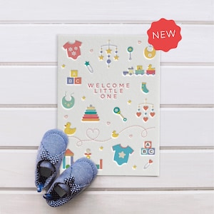 Baby Boy or Girl Letterpress Style Greeting Card (New Baby)