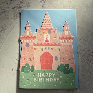 Cartão de feliz aniversário do castelo da princesa (aniversário infantil, filha)