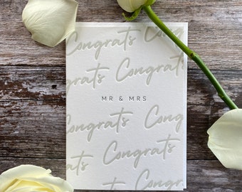 Wedding (Mr & Mrs) Congratulations Letterpress Greeting Card