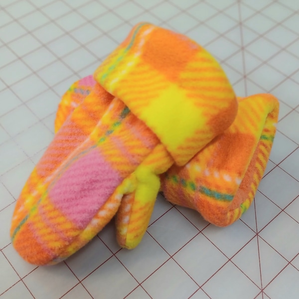 Handmade Double Layered Fleece Mittens w/Cuffs - Toddler/Kids (Orange & Pink)