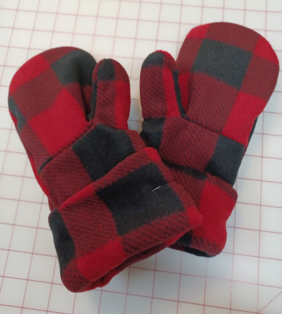 Handmade Double Layered Fleece Mittens W/cuffs Large red Etsy Canada