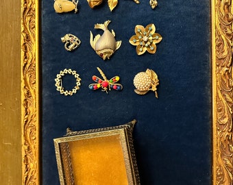 Vintage Broaches and Jewelry Box