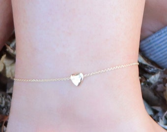 Dainty Gold Anklet, Heart Anklet, Summer Anklet, Initial Anklet, Custom Anklet, Gift for Her, Gift for Friend, Birthday Gifts, Gift for Wife